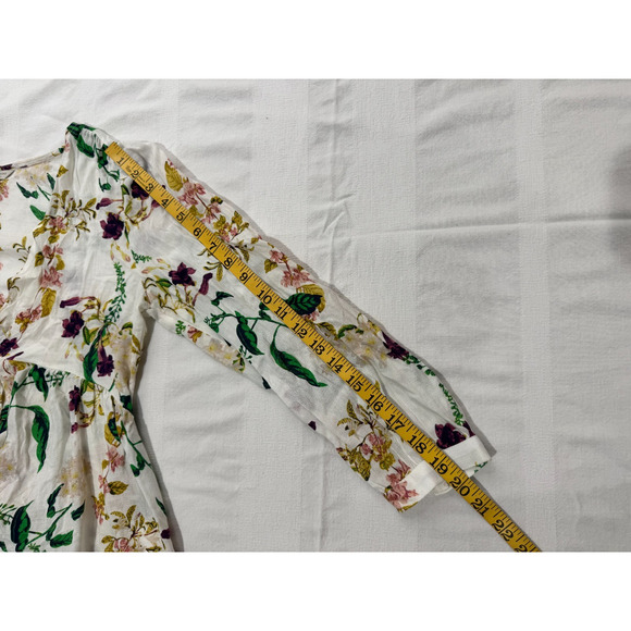 Womens Lucky Brand Floral Flowy Top Size S Small Tie Front Viscose 3/4 Sleeve - Picture 8 of 9